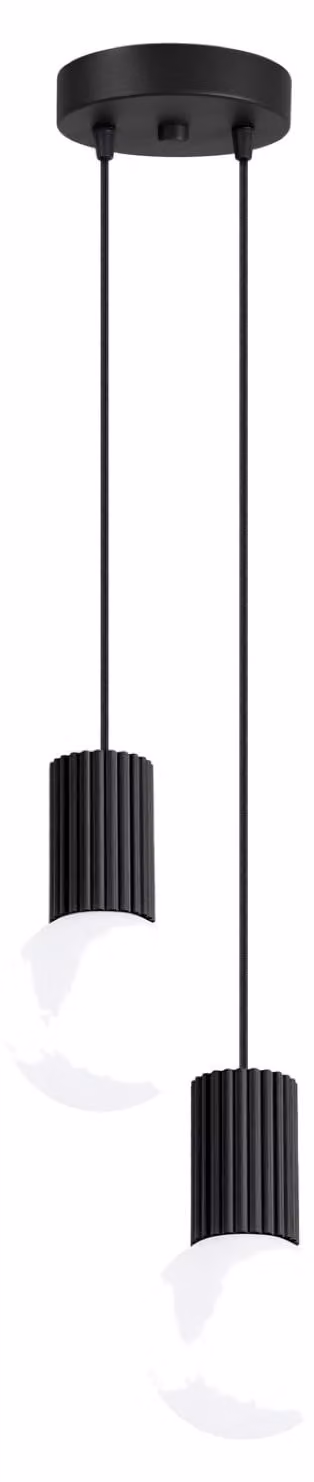 Lampada a sospensione HALO 2P nera 2xG9 8W alluminio/vetro 120x15x15cm Sollux Lighting