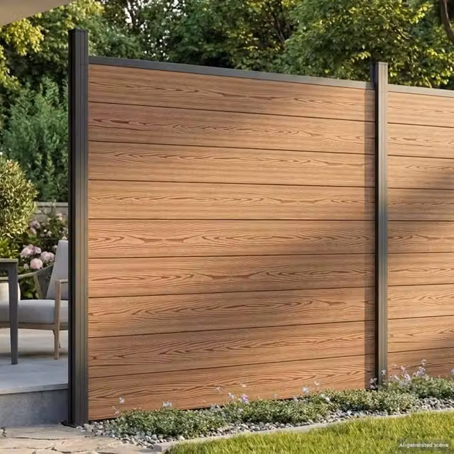 Set di Recinzione 6 pz 1045 x 186 cm WPC e Alluminio Marrone 3429380