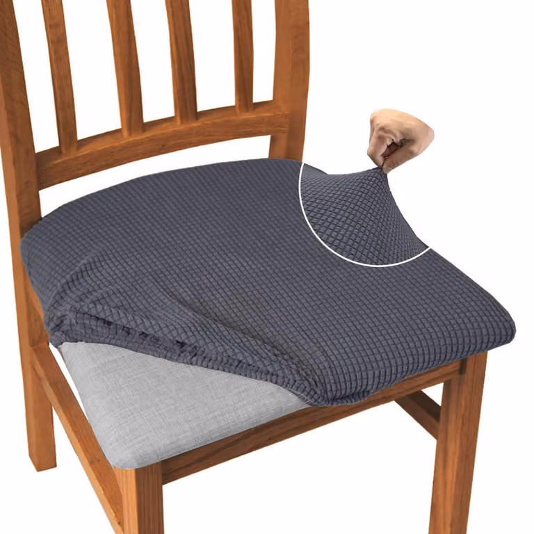 Coprisedili in tessuto jacquard, alta elasticità, confezione da 4 pezzi, colore grigio, per sedie da pranzo
