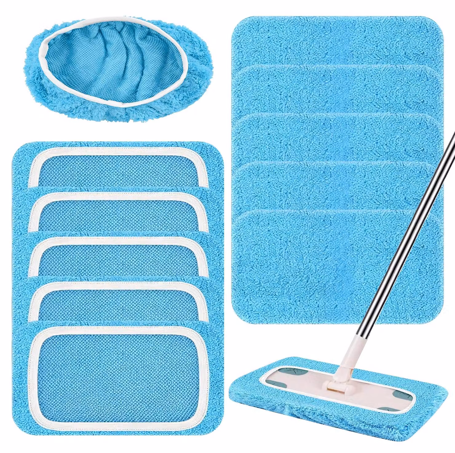 Panni in microfibra per Swiffer, confezione da 10 pezzi, colore blu, dimensioni 25x11 cm, lavabili
