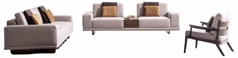 Elegantes Beiges Sofa-Set Designer 4-Sitzer Edler Zweisitzer Sessel