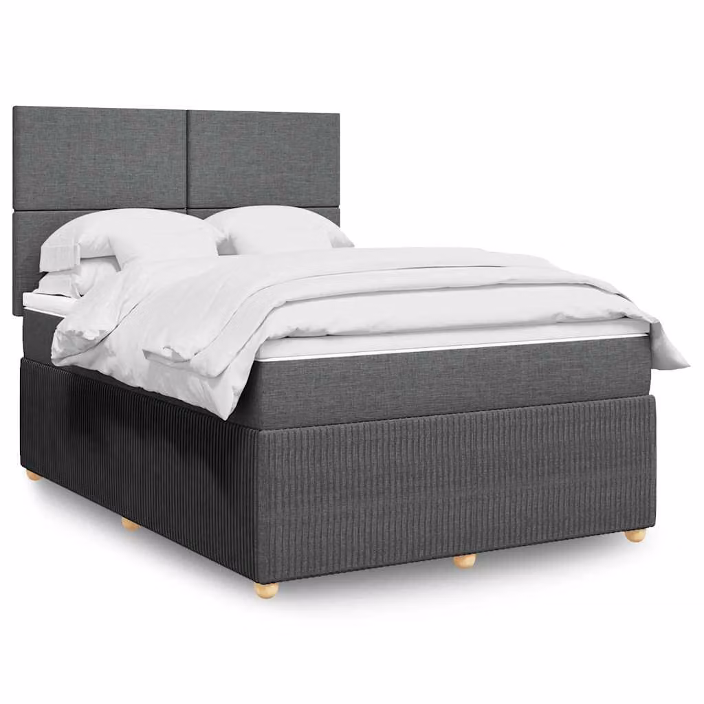 vidaXL Letto Ibrido con Giroletto a Molle e Materasso in Tessuto Grigio e Bianco L/P/H: 140 x 200 x 150,5 cm – 1