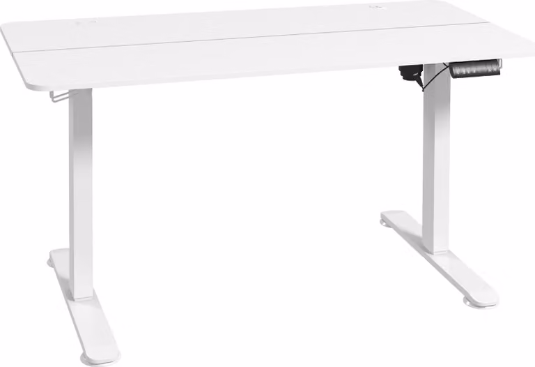 Fortuna Lai Scrivania regolabile in altezza 140x70 cm elettrica Scrivania per computer 4 memorie Ergonomica Seduta Scrivania in piedi Ganci Anti-collisione Bianca