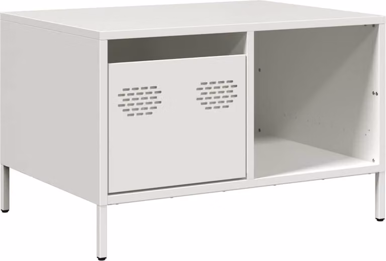 Tavolino Bianco 68,5x50x43,5 cm in Acciaio Laminato a Freddo