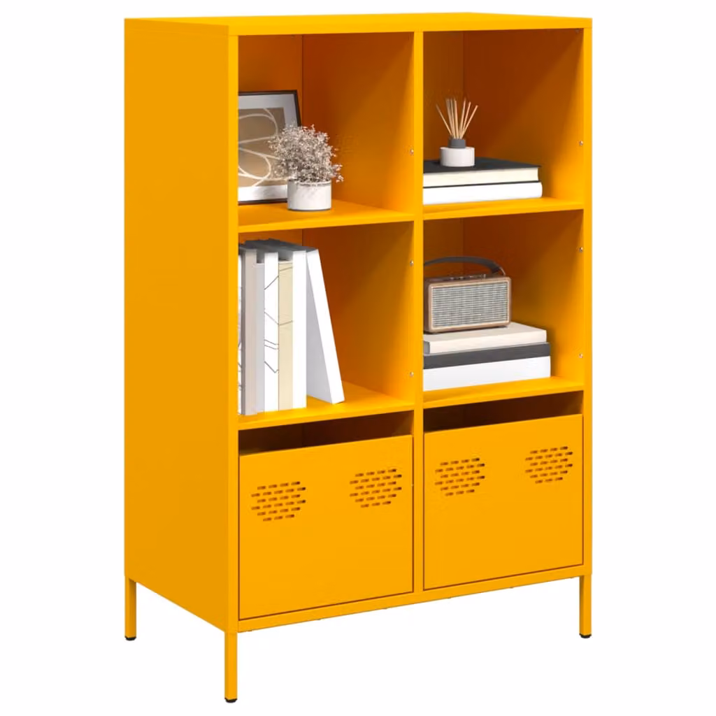 vidaXL Credenza Moderna in Metallo Gialla L: 68 cm, P: 39 cm, H: 103,5 cm