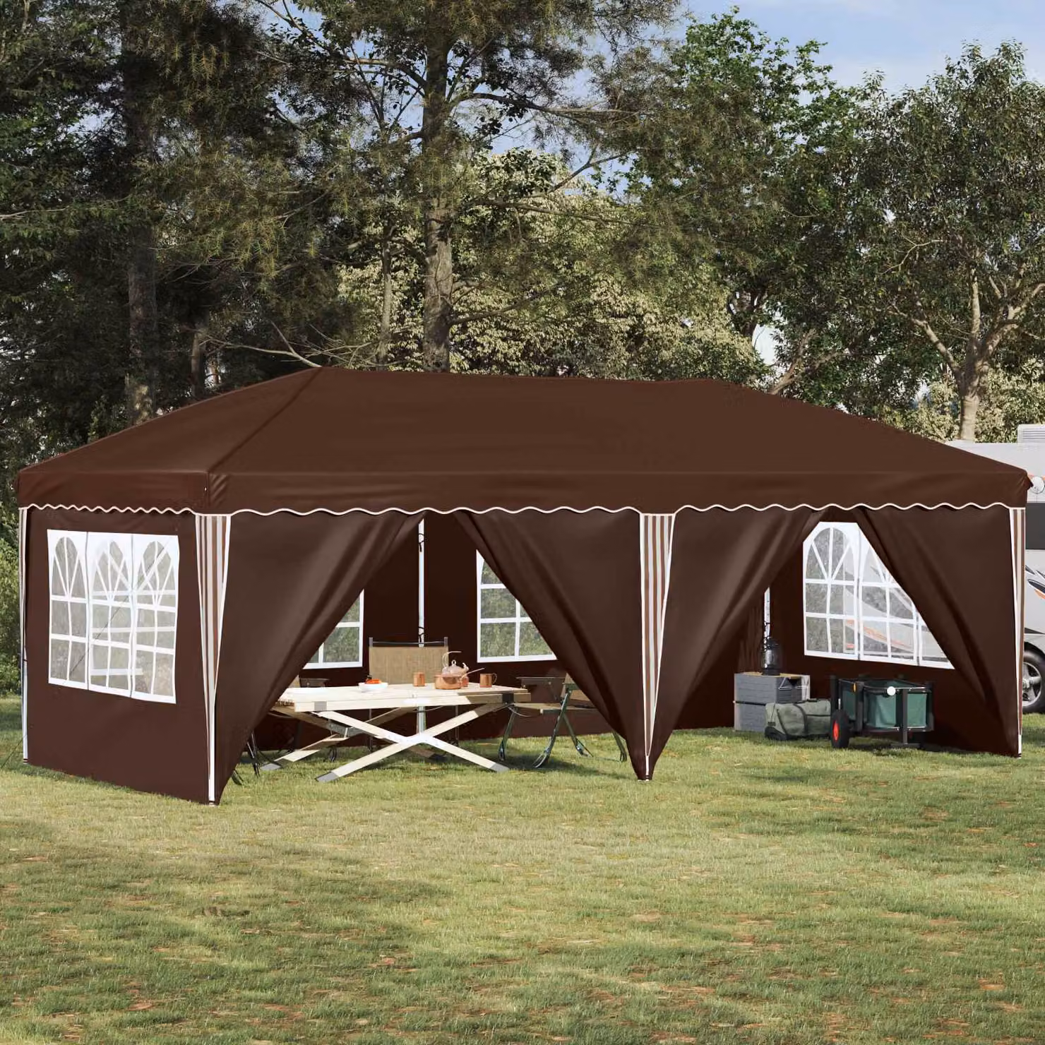 Tenda per feste a pop-up vidaXL Marrone L: 575 cm, P: 288 cm, H: 245 cm