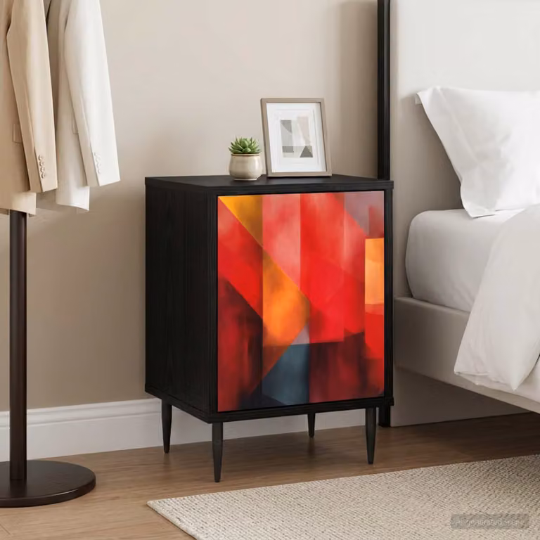 Armadio da Notte vidaXL HEESCH Rovere Nero Moderno L: 36 cm, P: 33 cm, H: 51 cm