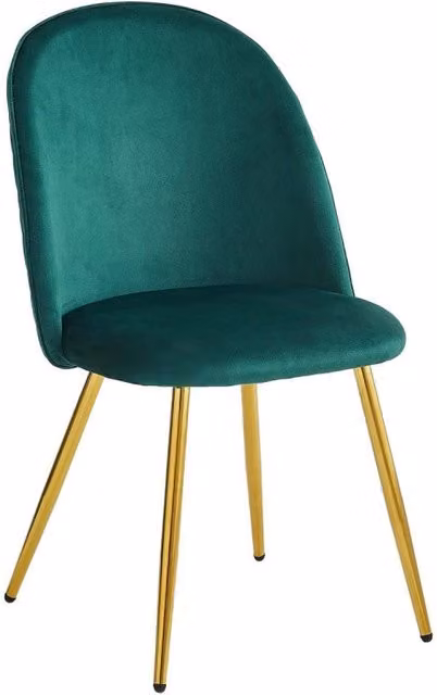 Set di 4 Sedie Claire In Velluto Verde Scuro E Gambe Oro