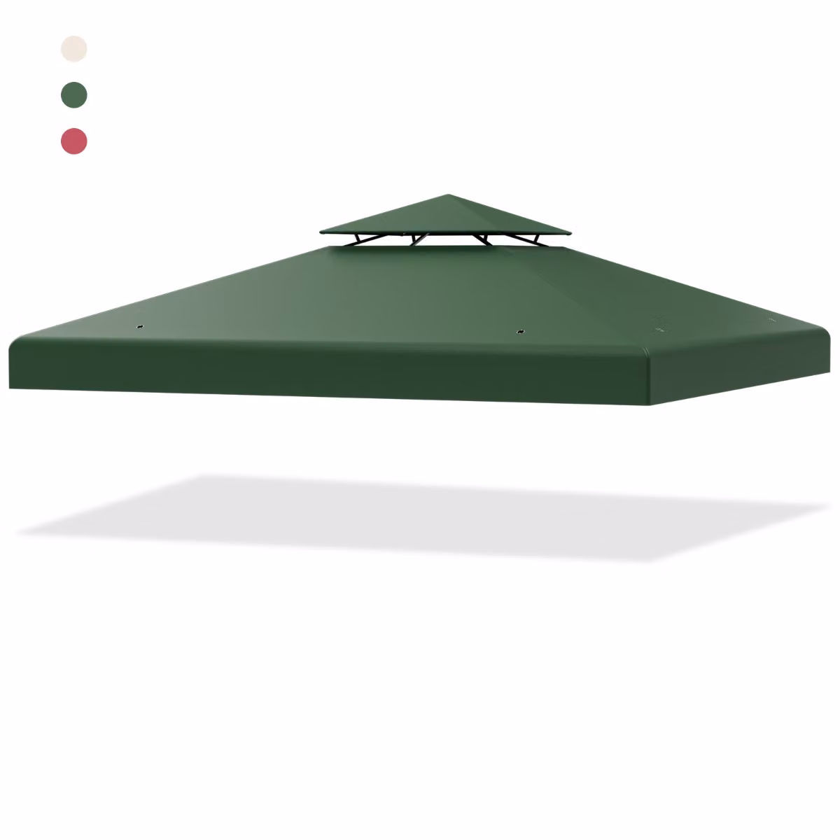 Copertura di ricambio in poliestere per gazebo a 2 livelli Costway, Verde scuro, 300 x 300 cm