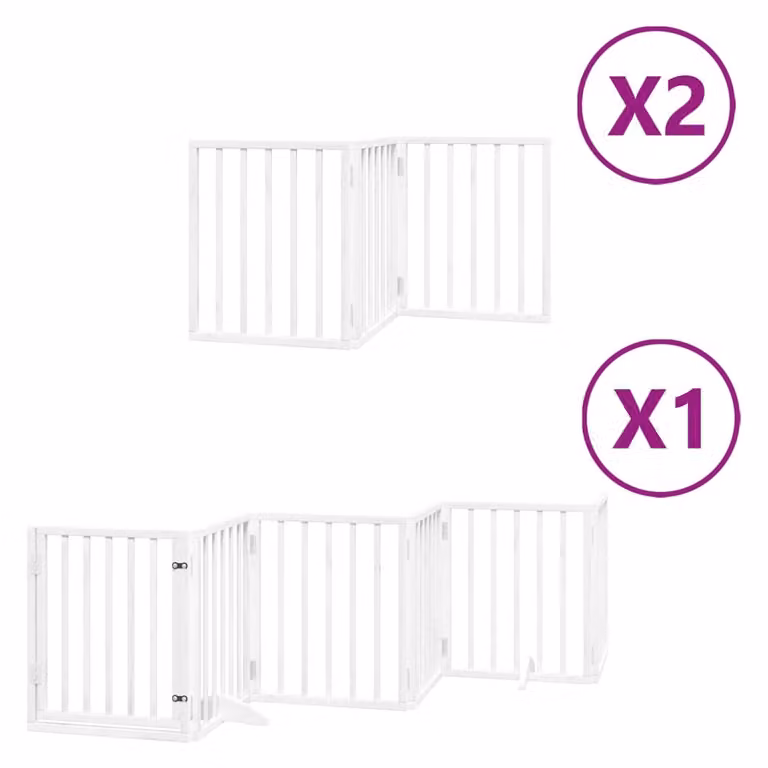 Cancello Cani Porta Pieghevole Bianco 12 Pannelli 600 cm Pioppo