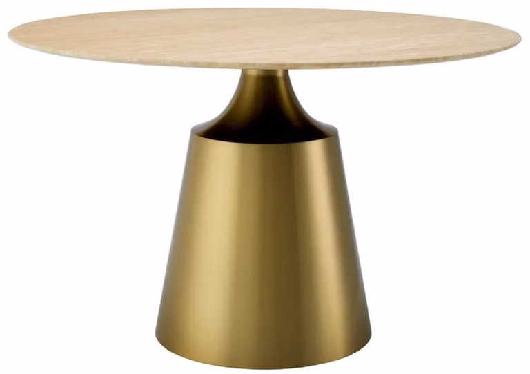 Casa Padrino tavolo da pranzo beige / ottone Ø 120 cm - Mobili per la sala da pranzo