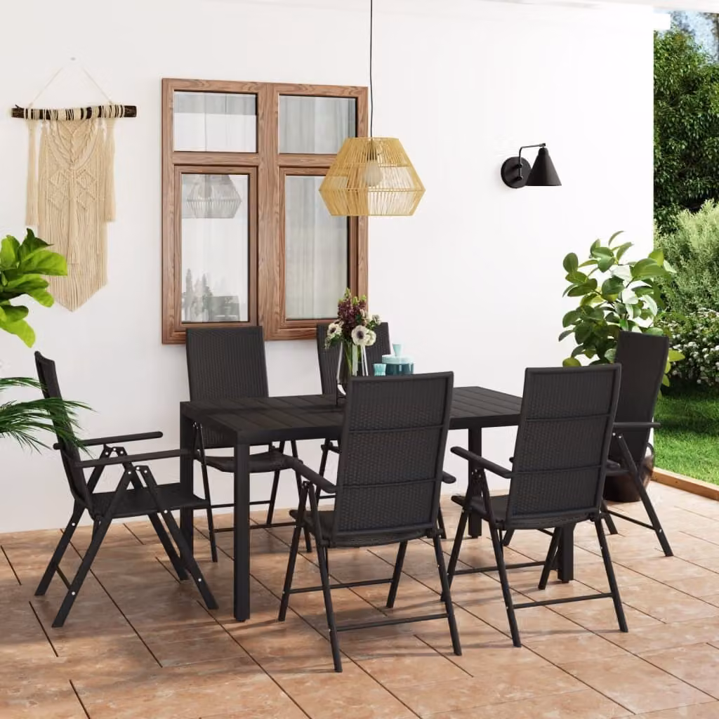 Maison Exclusive - Set da pranzo da giardino 7 pezzi nero