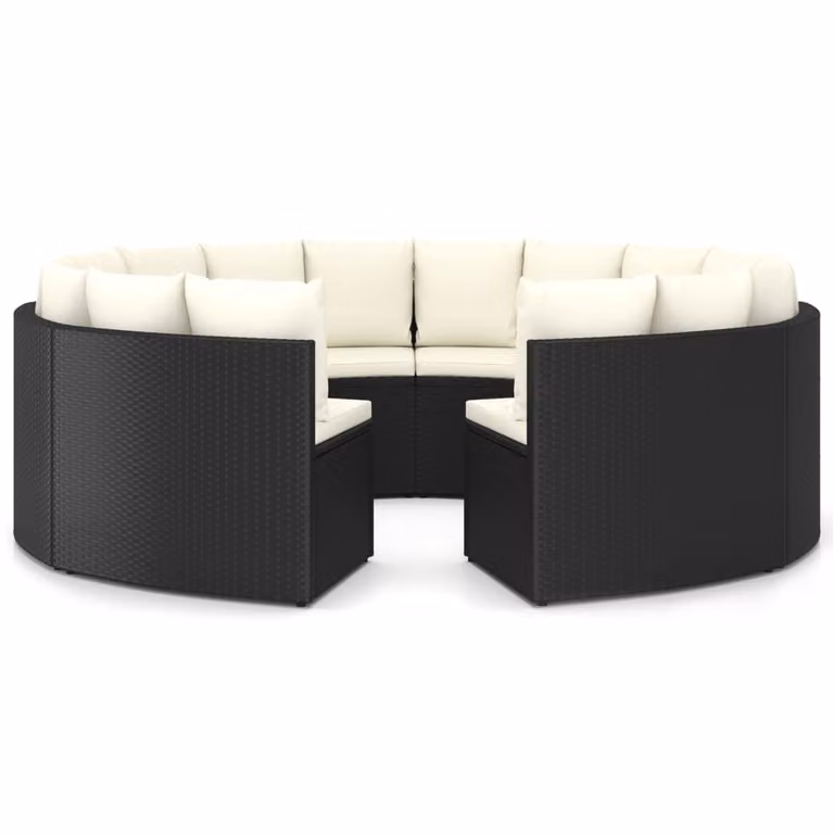 Set Divani da Giardino 8 pz con Cuscini in Polyrattan Nero