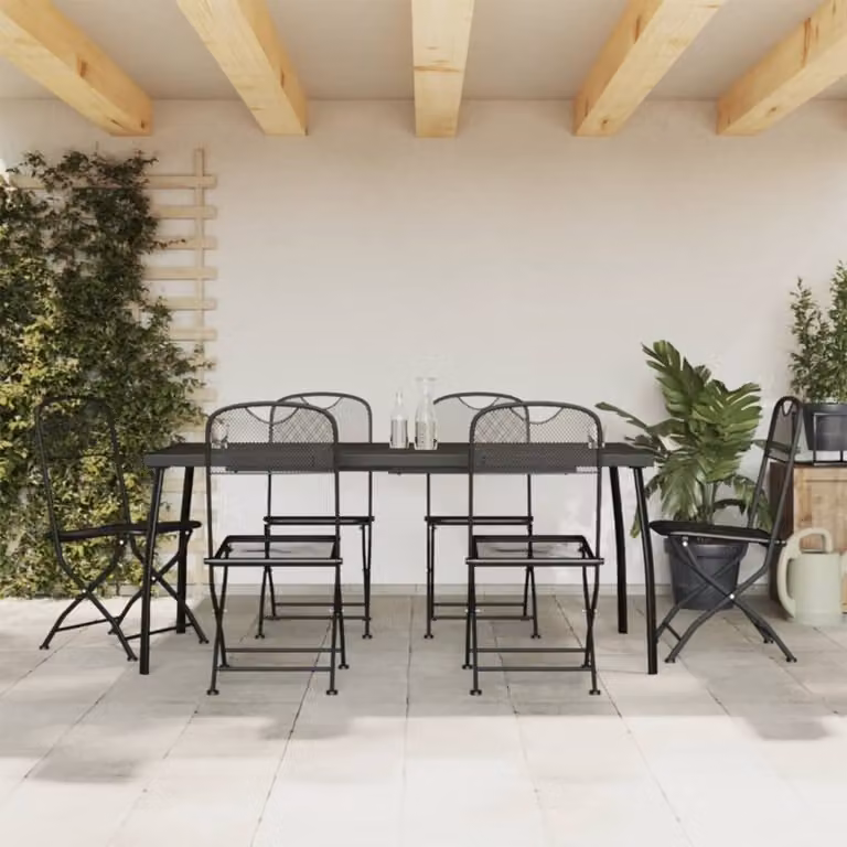 Maison Exclusive - Set da pranzo da giardino a 7 pezzi, antracite, con struttura a traliccio