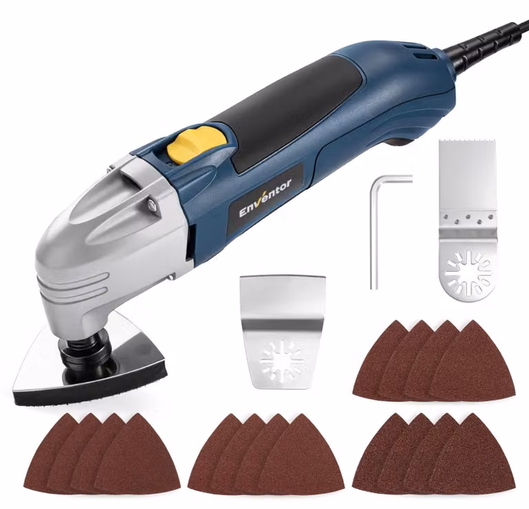 Utensile oscillante da 200W, 22000 giri/minuto, con angolo di oscillazione di 3°, completo di accessori