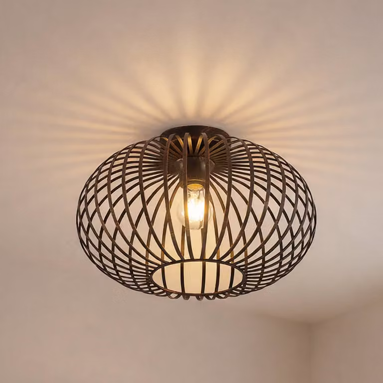 Plafoniera soffitto Rosalea Lindby, dimmerabile, Nero, Soggiorno / Sala da pranzo, Metallo, Moderno, Plafoniera