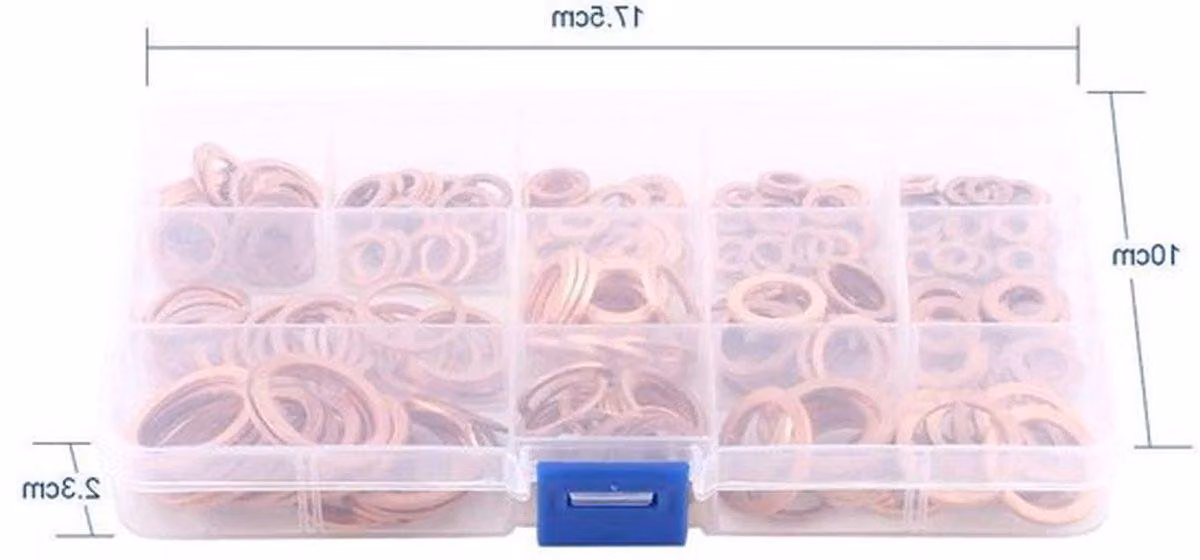 Assortimento di anelli di tenuta: 280 pezzi - anelli in rame - anelli di tenuta metrici - anelli piatti - 12 dimensioni - prodotti e servizi di alta qualità