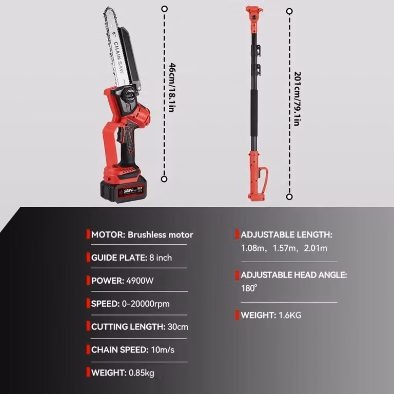 Troncatrice telescopica 2-in-1 - Mini troncatrice - Troncatrice a batteria - Motore brushless