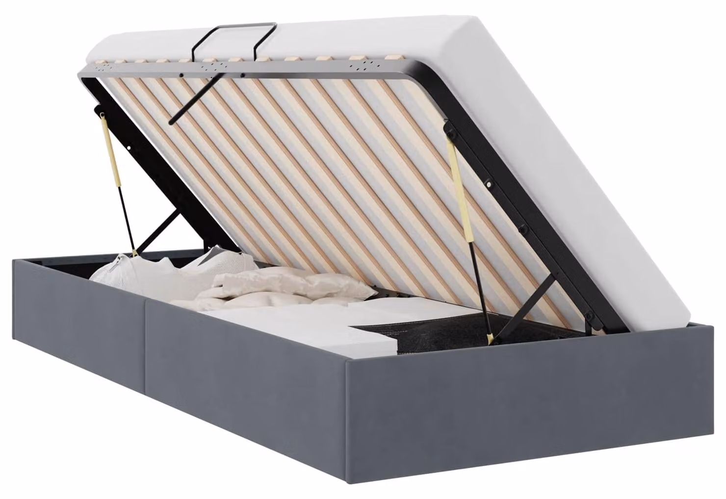 Letto con contenitore, colore grigio scuro, dimensioni 100 x 203 cm