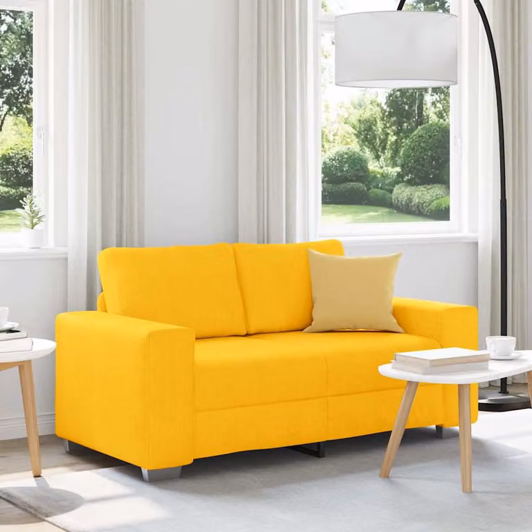 Divanetto moderno vidaXL in velluto giallo con design lineare L: 160 cm, P: 77 cm, H: 82 cm