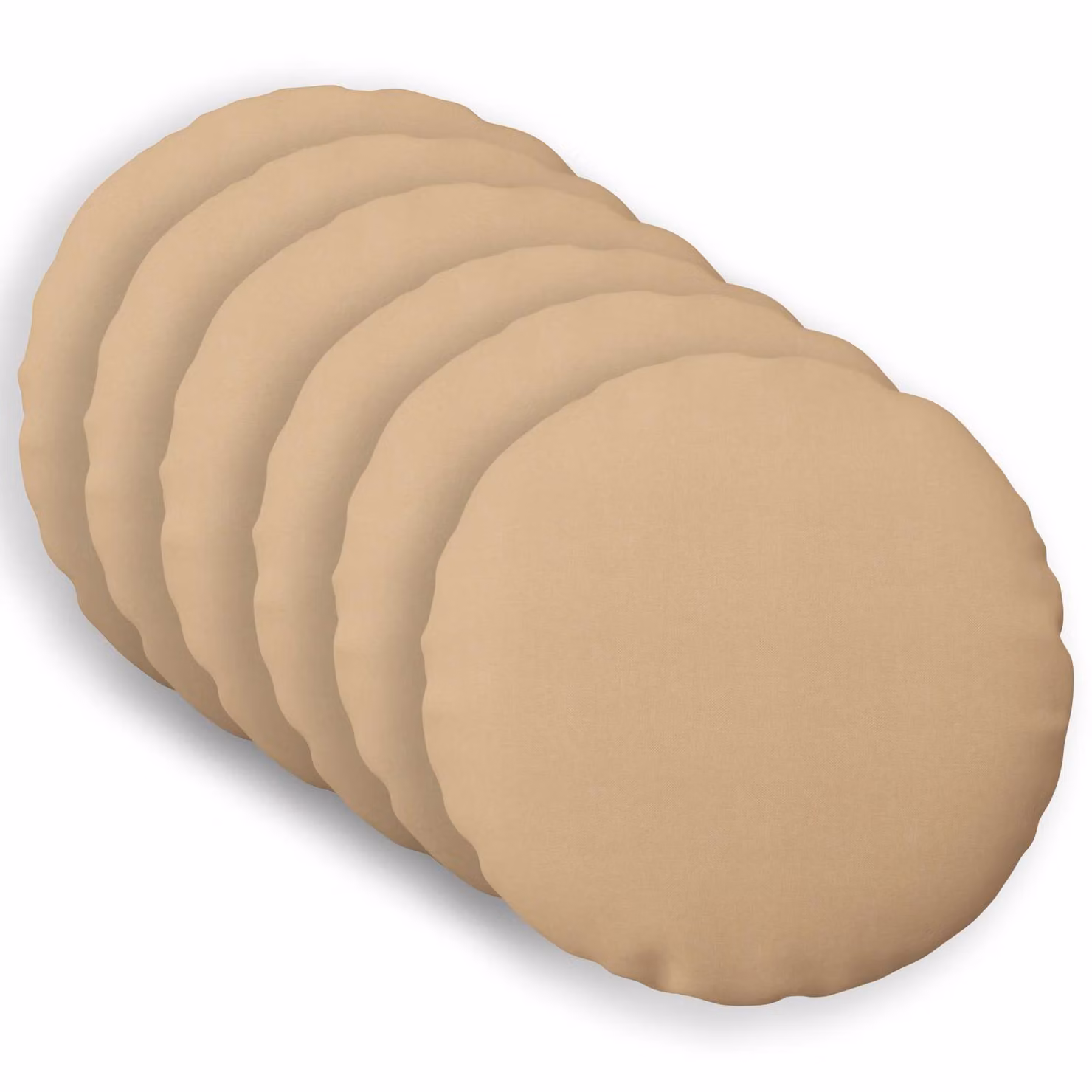Set di 6 cuscini rotondi vidaXL HEERLEN in tessuto beige con rivestimento lavabile