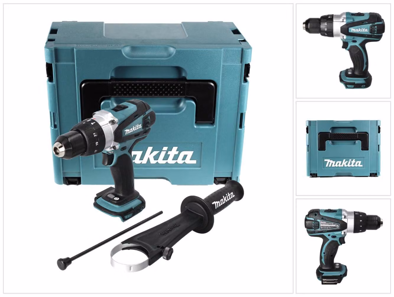 Makita DHP 458 ZJ Trapano avvitatore con percussione a batteria 18V 91Nm + Valigetta Makpac - senza batterie, caricabatterie