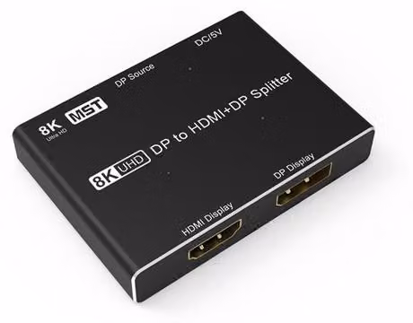 Splitter DP 2-in-1, display HD 8K, nero