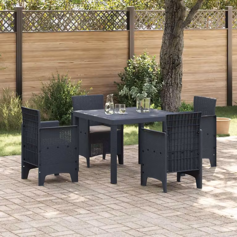 Maison Exclusive - Set da pranzo per esterno, 5 pezzi, polipropilene grigio antracite