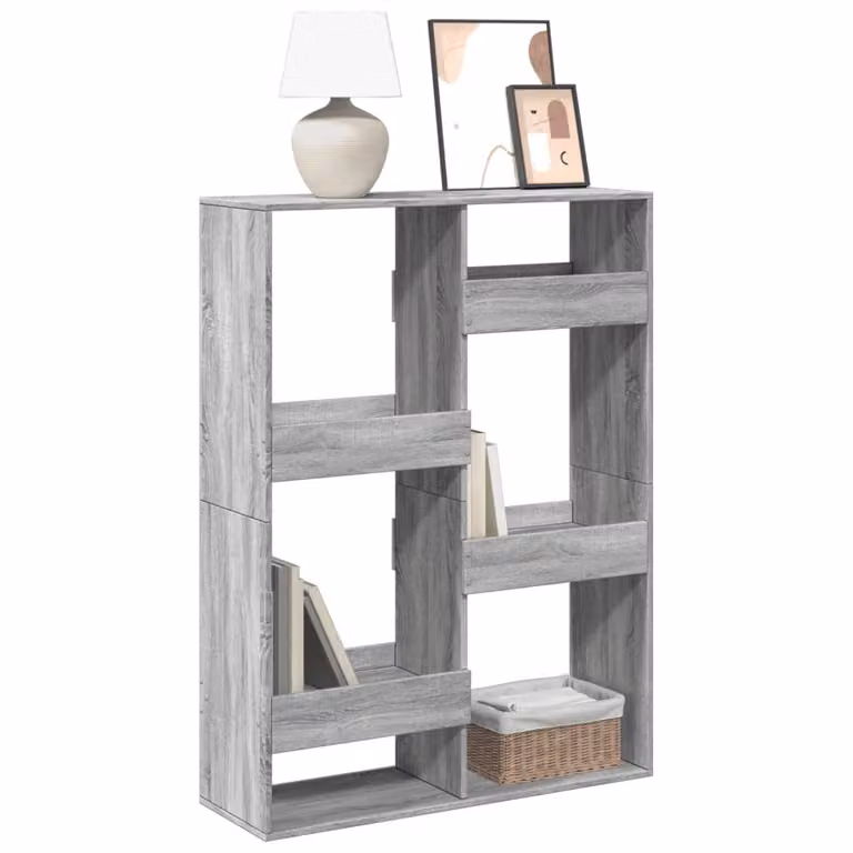 Libreria vidaXL Grigio in Legno Multistrato e MDF per Soggiorno L: 100 cm, P: 33 cm, H: 135 cm