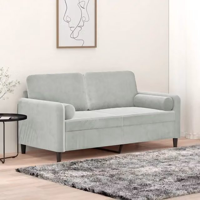 Divano a 2 Posti con Cuscini-Sofa 2 Posti con Cuscini Grigio Chiaro 140 cm in Velluto 884523