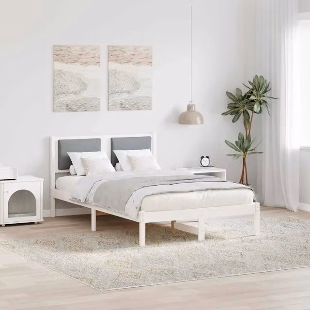 Struttura del letto-Giroletto Grigio chiaro 120 x 190 cm Pino massello 334124