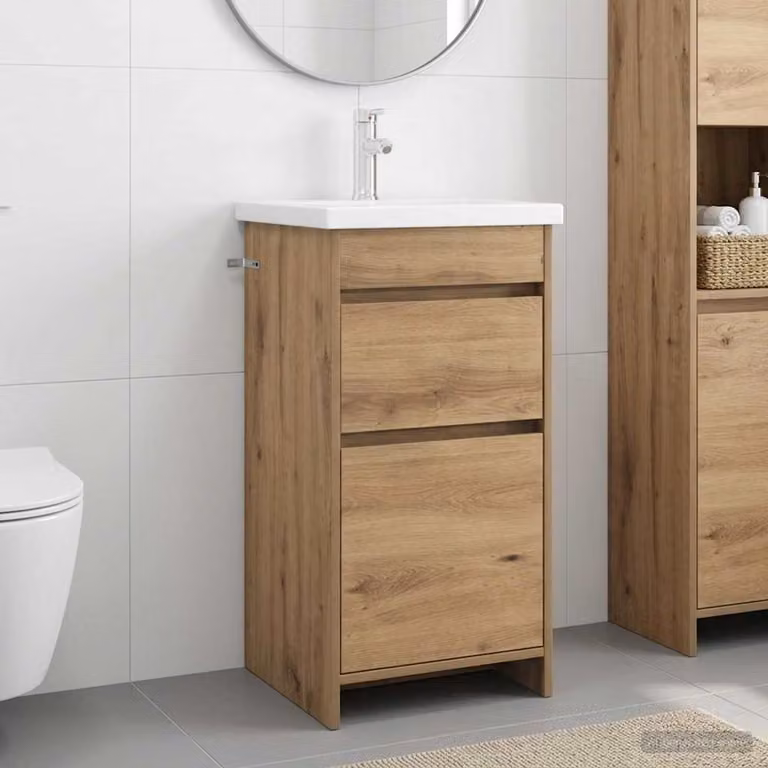 Mobile da bagno con lavabo vidaXL in Rovere Artigianale, Marrone, L 42 cm x P 40 cm x H 84,5 cm