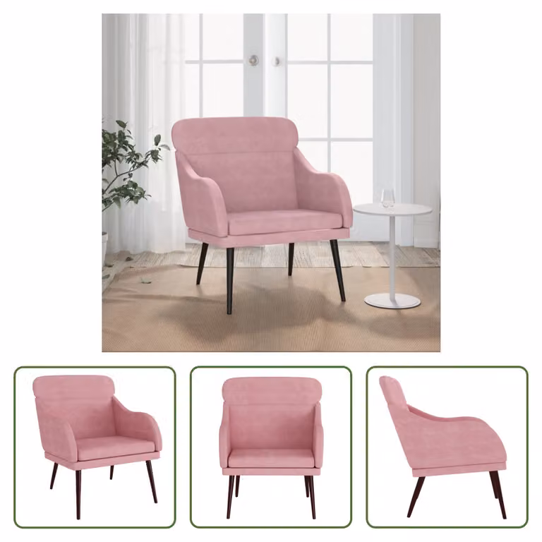 The Living Store poltrona rosa 63x76x80 cm in velluto