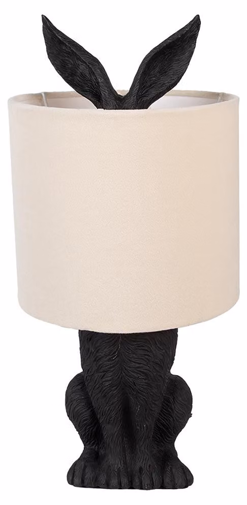 Clayre & Eef Lampada da tavolo Rabbit Ø 20x43 cm Nero Beige Plastica