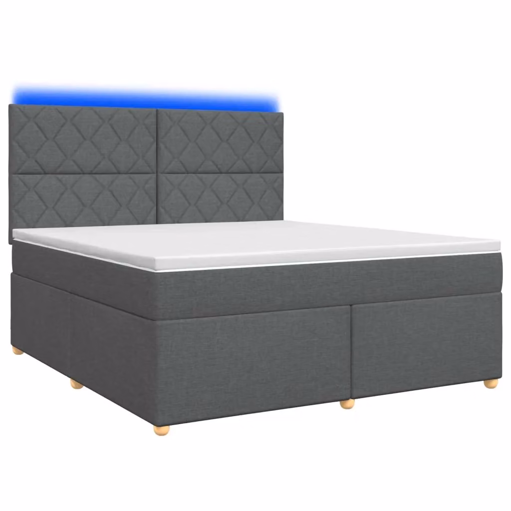 Letto box spring ibrido vidaXL con materasso a molle insacchettate e base contenitore con illuminazione sottostante e porta USB, Grigio, L/P: 180 x 200 cm – 2