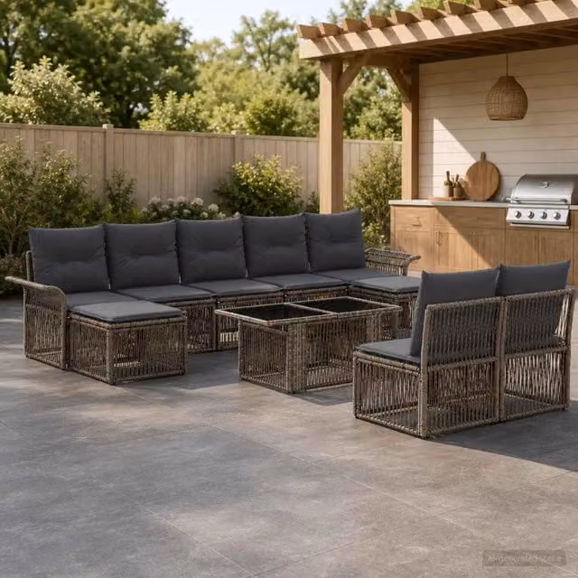 Set Divano da Giardino 10 pz Grigio e Grigio Scuro polyrattan 3436691