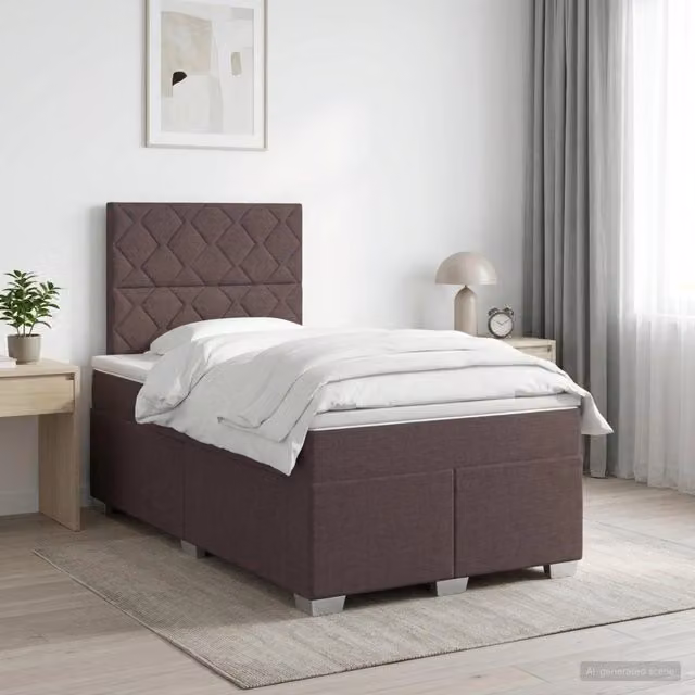Letto box spring con materasso vidaXL in tessuto marrone e bianco L/P: 120 x 200 cm – 1