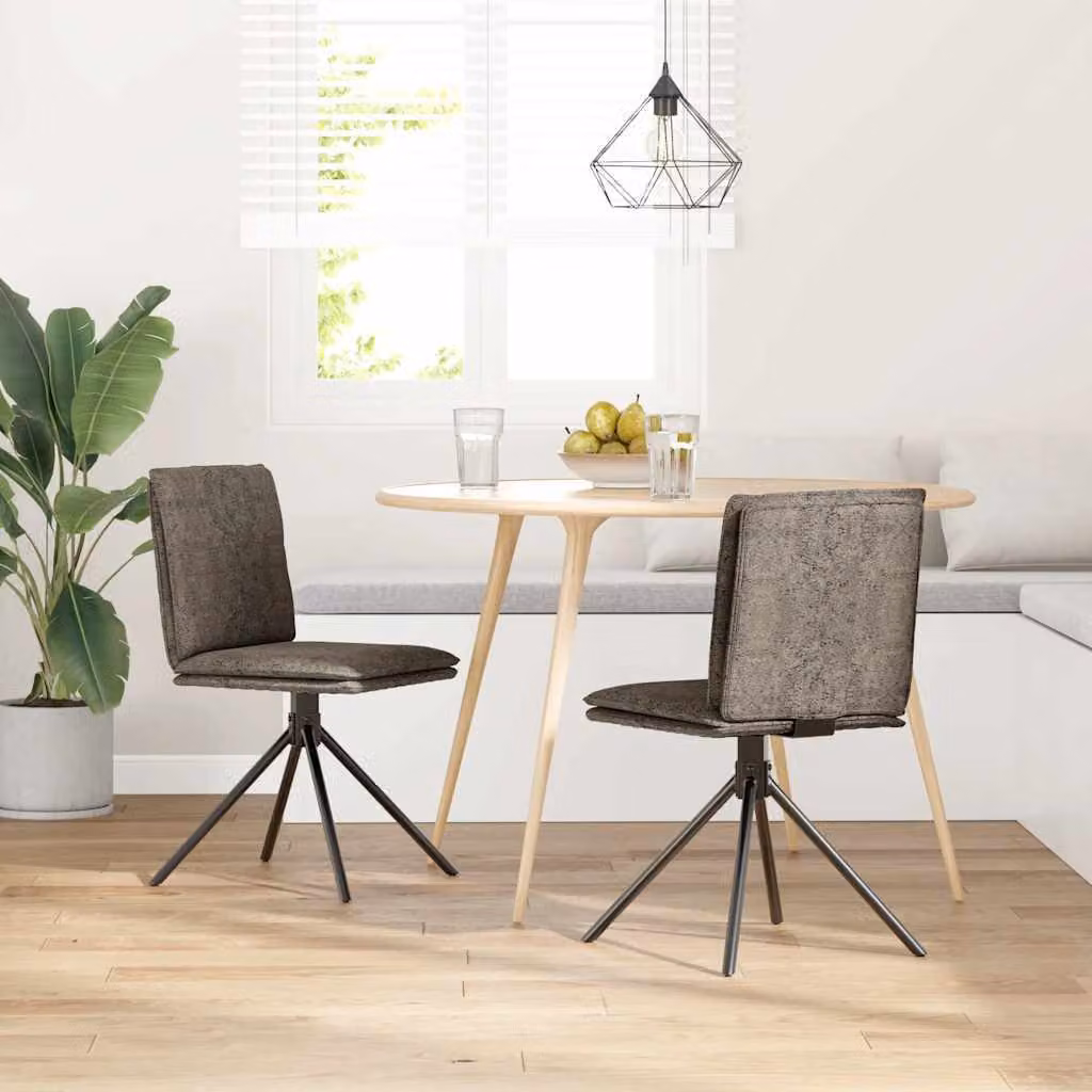 Sedia da Pranzo Grigio Scuro in Pelle finta Scamosciata