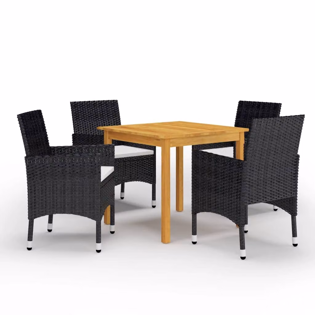 vidaXL Set da pranzo da giardino 5 pezzi nero