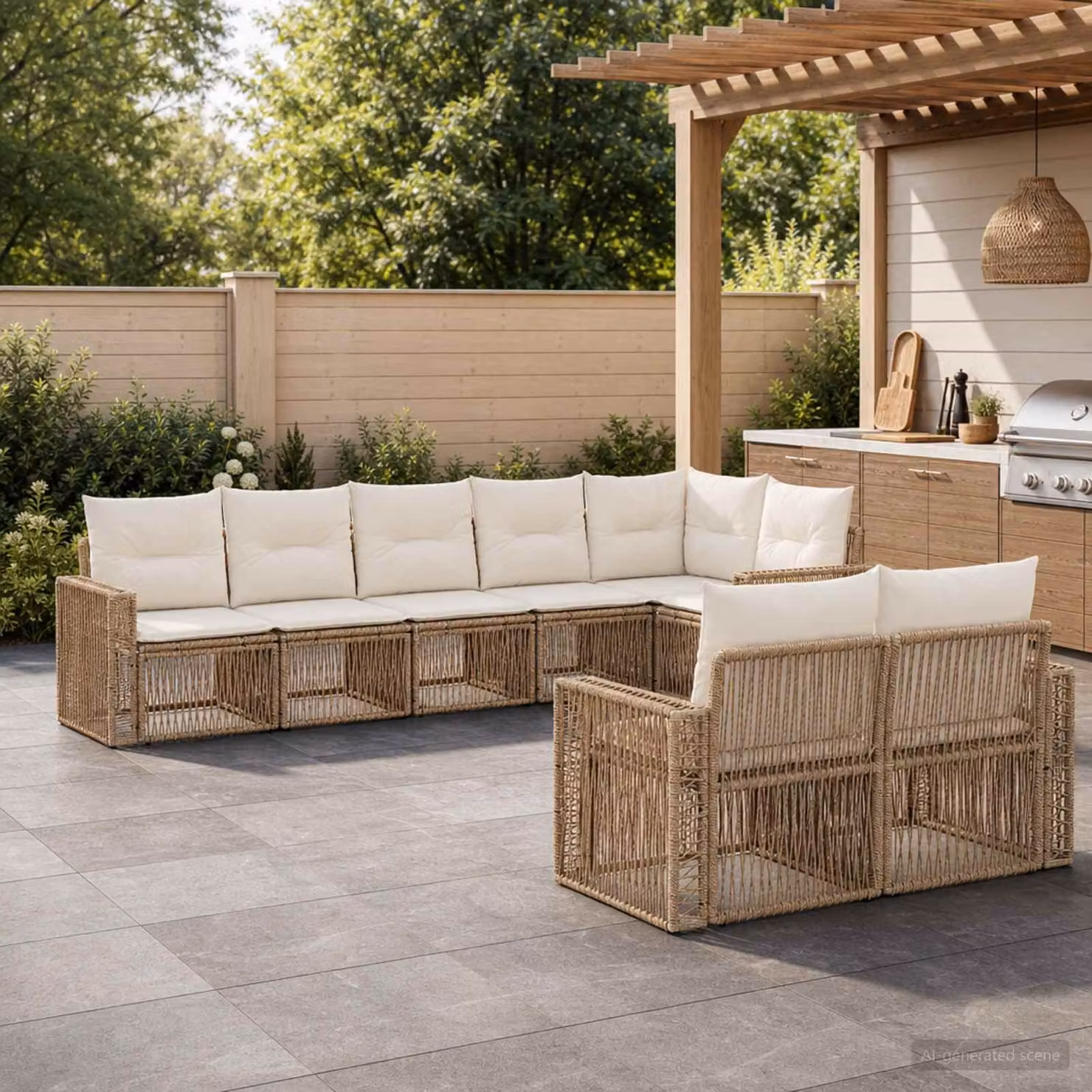 vidaXL Set Divano da Giardino 8 pz Beige e Bianco Crema polyrattan