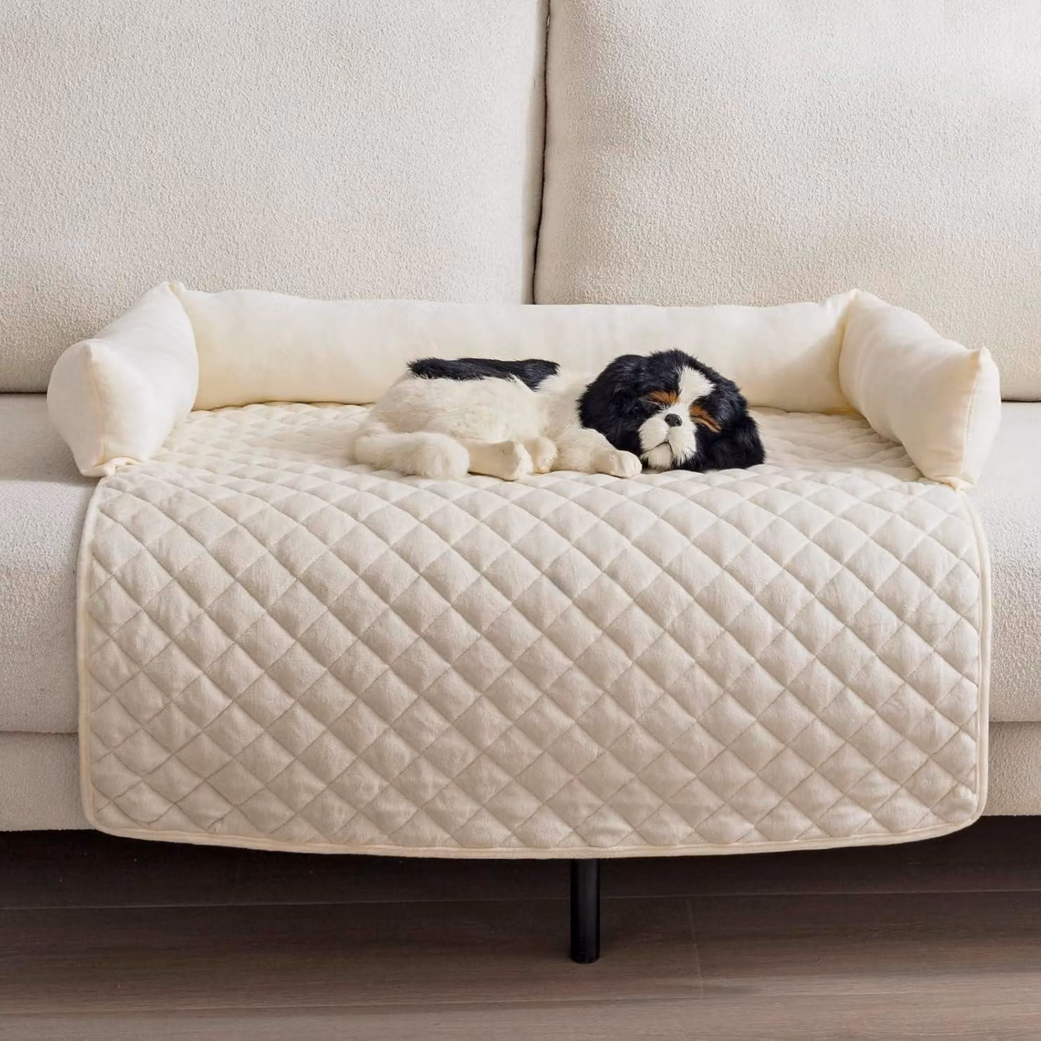 Cuccia per cani, 90x90 cm, beige, lavabile, per uso interno