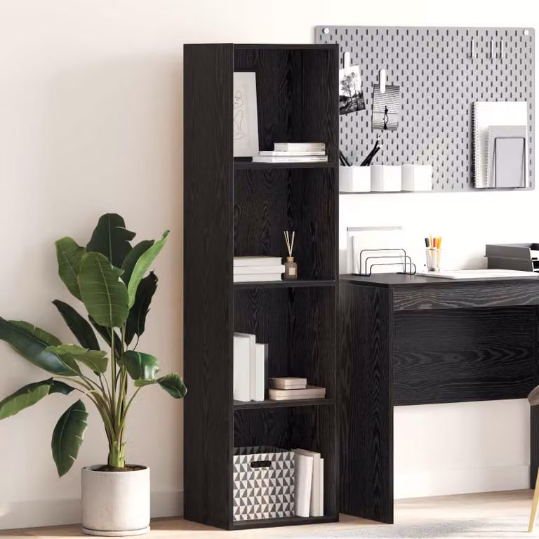 Libreria vidaXL a 4 livelli in legno MDF nero con ripiani regolabili L 40 cm x P 30 cm x H 152 cm