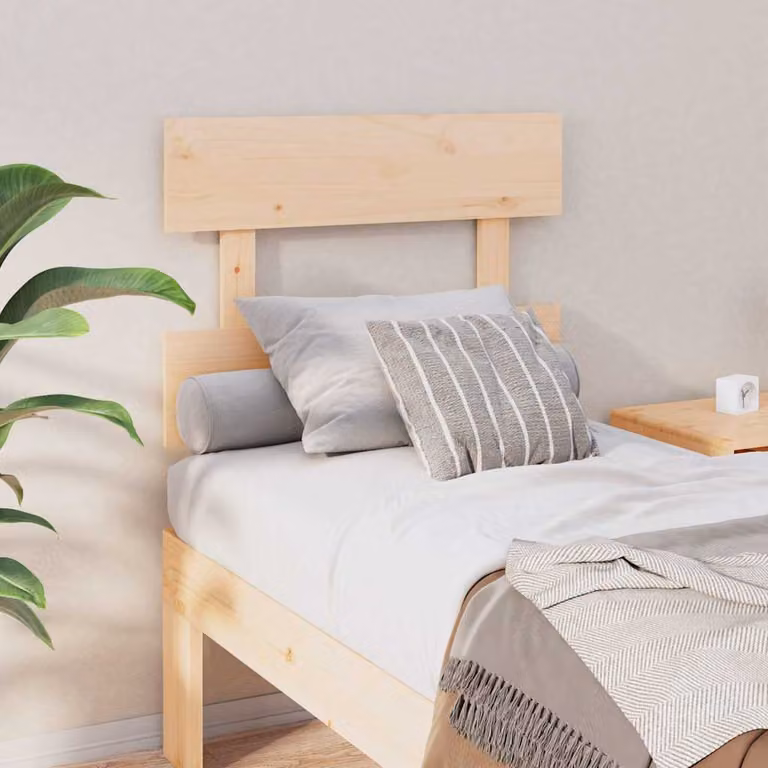 Testiera per letto vidaXL in legno massello di pino marrone, stile rustico, L 93,5 x P 3 x H 81 cm