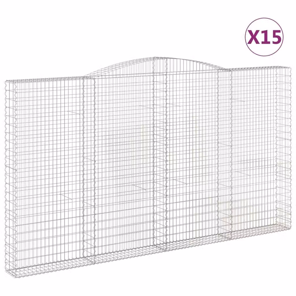 Cesti Gabbioni ad Arco 15 pz 400x30x220/240 cm Ferro Zincato
