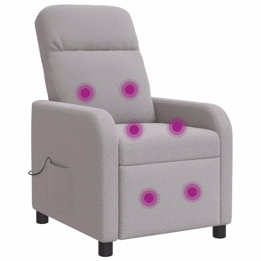 Divano Sedia-Poltrona Relaxing in Bouclé Grigio Chiaro con Braccioli e Design Moderno – 2