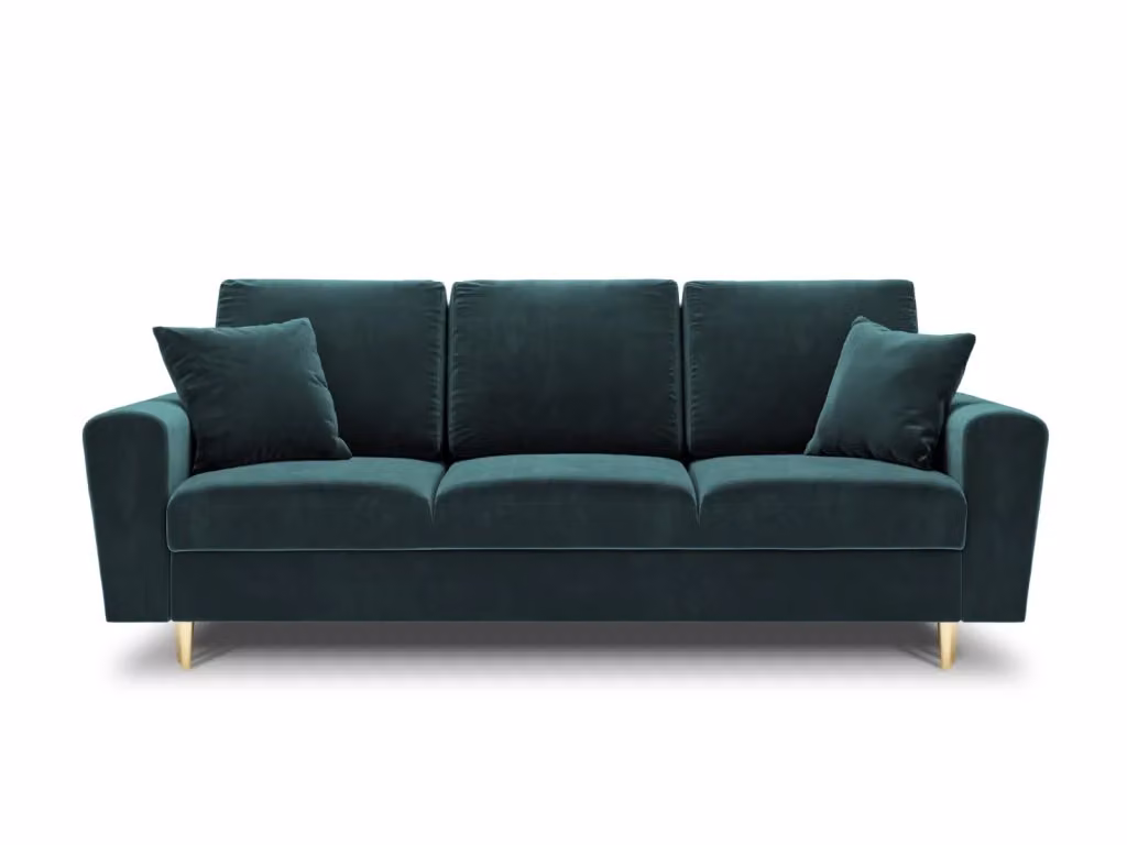 Divano convertibile con contenitore Kyoto Cosmopolitan Design a 3 posti in velluto petrolio L: 235 cm, P: 88 cm, H: 88,5 cm – 2