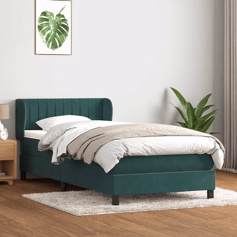Maison Exclusive - Giroletto a Molle con Materasso Verde Scuro 80x220 cm Velluto