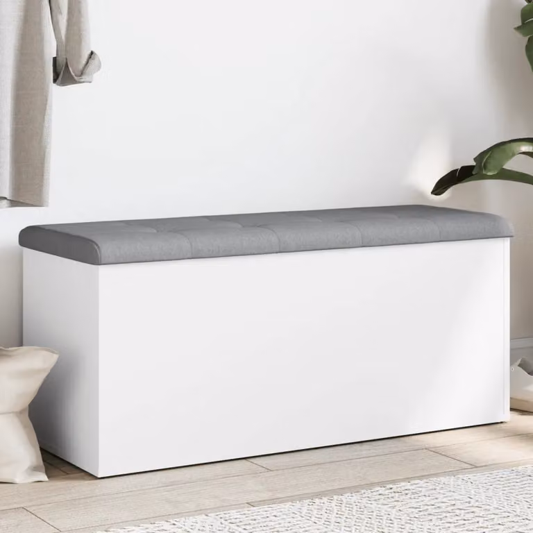 vidaXL Panca contenitore bianca in legno MDF per soggiorno e ingresso L: 102 cm, P: 42 cm, H: 45 cm