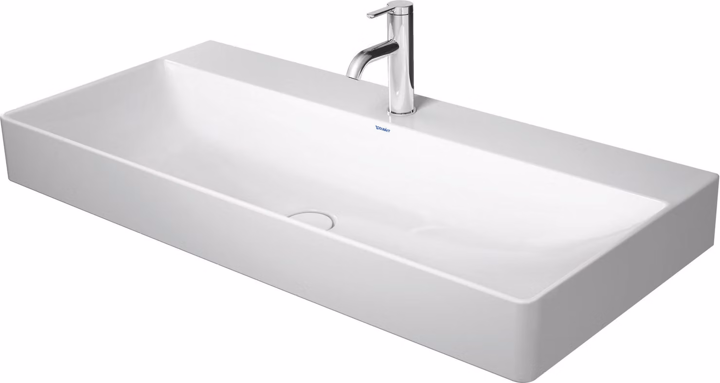 Duravit DuraSquare lavabo pour meuble, 100x47cm, 1 trou pour robinet, sans trop-plein, dessous poncé et émaillé, 2353100071, 2353100071