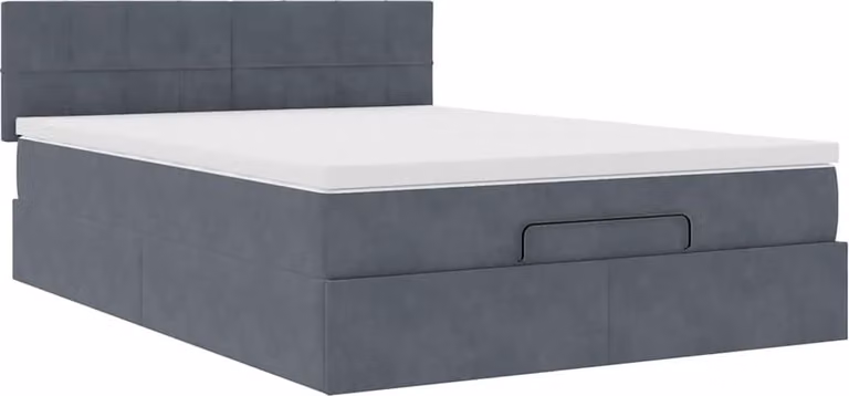 Struttura Letto Pouf con Materasso 140x190 cm Velluto